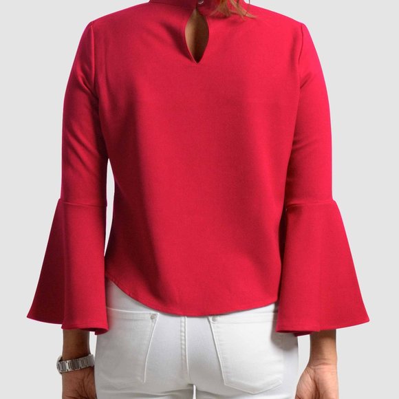 OLGYN Women’s Bell-Sleeve Red Top - Picture 2 of 5